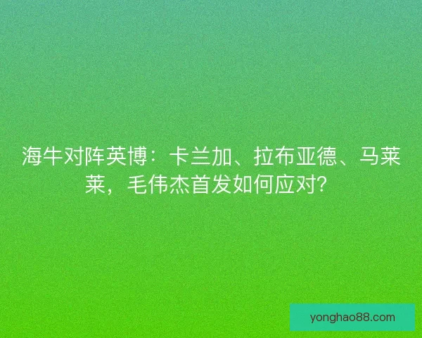 海牛对阵英博：卡兰加、拉布亚德、马莱莱，毛伟杰首发如何应对？