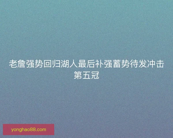 老詹强势回归湖人最后补强蓄势待发冲击第五冠