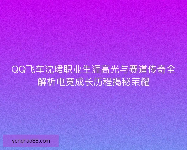 QQ飞车沈珺职业生涯高光与赛道传奇全解析电竞成长历程揭秘荣耀